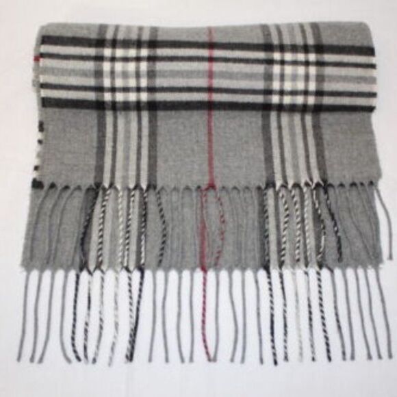 V.Fraas Women's Gray & Black Cahmink Tartan Pattern Design Fashion Scarf - Picture 5 of 10